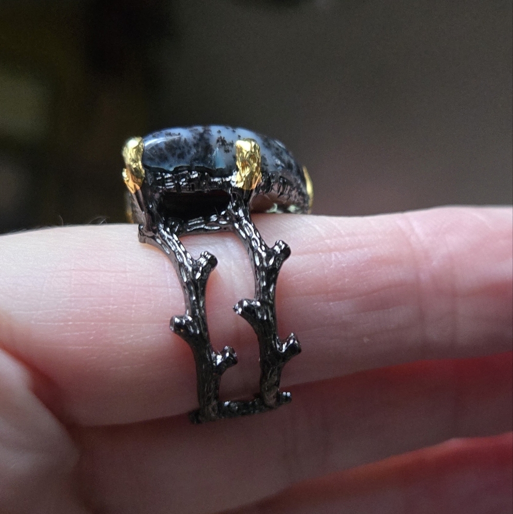 HOST PICK! 🎈🎉 COPY - Darendrite sterling rhodium & gold ring sz8.5 - Picture 5 of 8